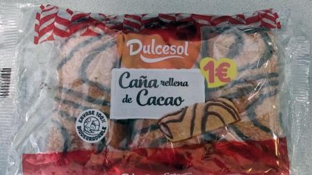 Se trata del producto 'Caña rellena de cacao' de la marca Dulcesol