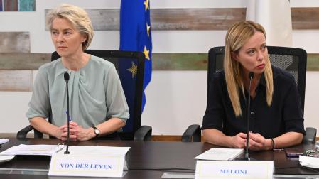Ursula Von der Layer y Giorgia Meloni, en Lampedusa