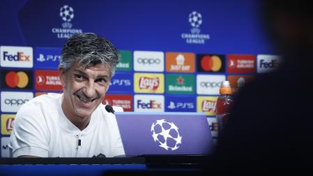 Imanol Alguacil, técnico de la Real Sociedad, en la comparecencia previa al encuentro de Champions contra el Inter de Milán