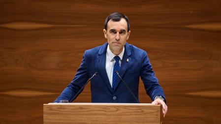 El parlamentario de UPN Ángel Ansa, durante el pleno de este jueves