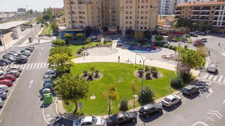 Imagen de la plaza de la Estación de Tudela tras finalizar su renovación