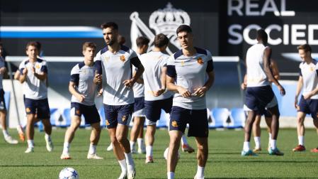 Entrenamiento de la Real Sociedad, este lunes en Zubieta