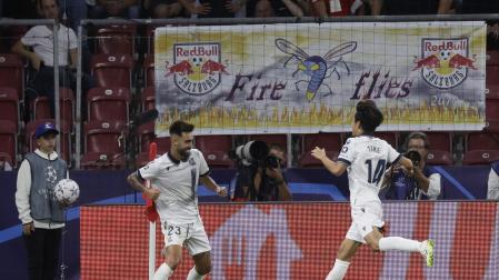 Brais celebra su gol ante el Salzburgo