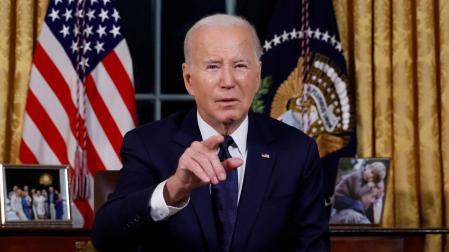 Discurso del presidente de Estados Unidos, Joe Biden, desde el Despacho Oval de la Casa Blanca para pedir al Congreso ayuda militar contra Rusia y Hamás