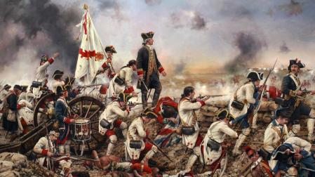 ‘Por España y por el rey, Gálvez en América’, pintura de Augusto Ferrer-Dalmau que refleja el intento inglés de romper el cerco a Pensacola