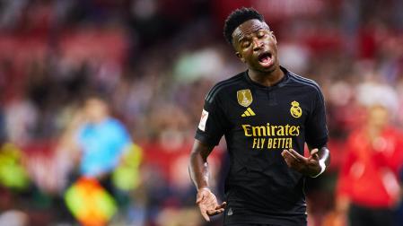 Vinicius Junior gesticula durante el encuentro contra el Sevilla en el Sánchez Pizjuán