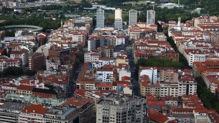 Vista aérea y parcial del pasado julio del II Ensanche pamplonés