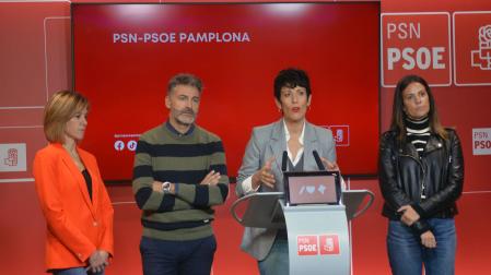Representantes del PSN en Pamplona, durante la rueda de prensa de este viernes
