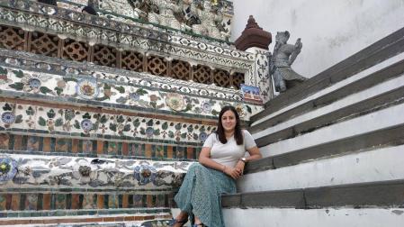 Marina Galindo, en el templo budista Wat Arun de Bangkok