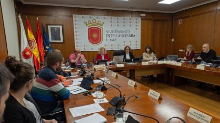 Un momento del pleno celebrado ayer por la tarde en el Ayuntamiento de Estella.