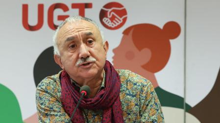El secretario general de UGT, Pepe Álvarez, este lunes en Madrid