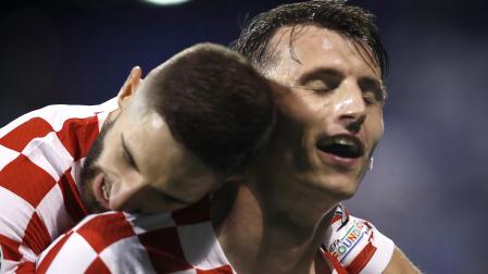 Ante Budimir, nada más marcar su gol decisivo en el minuto 43