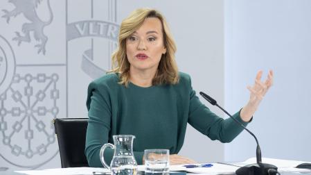 La portavoz del gobierno y ministra de Educación, Formación Profesional y Deporte, Pilar Alegría, ofrece una rueda de prensa anterior