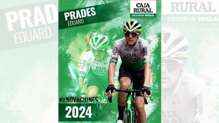 Anuncio en las redes del Caja Rural-Seguros RGA tras la renovación de Eduard Prades hasta 2024./
