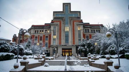 Fachada del Seminario de Pamplona en enero de 2023