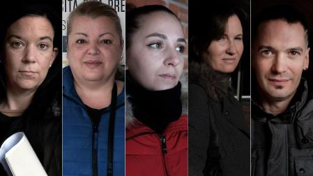 Nerea Goñi, 35 años; Cristina Ramón, 47 años; Jéssica Aguilera, 31 años; Loli Izquierdo Álvarez, 45 años; y Andoni García, 38 años