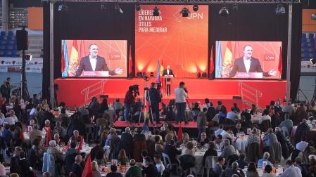 Imagen general del Velódromo Miguel Induráin de Tafalla durante el discurso de Javier Esparza el Día de UPN./