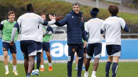 Entrenamiento de la Real Sociedad en la víspera del partido de Liga de Campeones ante el Salzburgo.