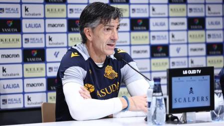 Imanol Alguacil, este viernes en la rueda de prensa previa al partido ante Osasuna en El Sadar
