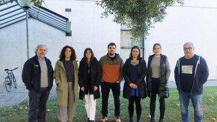 Participantes de la UPNA en el proyecto. De izqda. a dcha.: Txrema Uribe, Begoña Elizalde San Miguel, Maite Huerta, Víctor Sanchez, Lucía Martínez, Sandra Siria y Alberto Jauregui. Faltan en la foto Hodei Sarasa y Laureano Martínez.