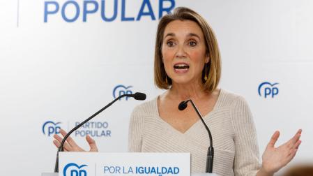 La secretaria general del PP, Cuca Gamarra, durante su participación en el Comité de Dirección del PP-Aragón