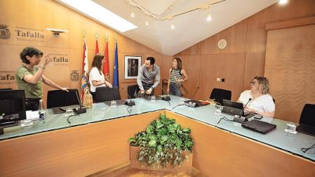 Instantes previos al inicio de una sesión plenaria anterior en el Ayuntamiento de Tafalla