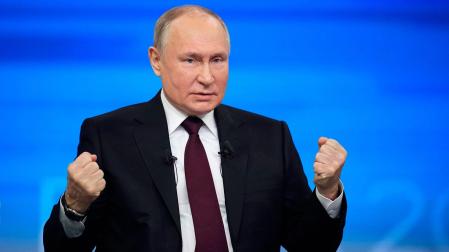 El presidente de Rusia, Vladímir Putin, en la rueda de prensa anual celebrada este jueves en Moscú