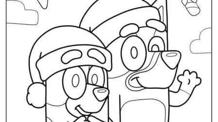 Dibujo de Bluey para colorear esta Navidad