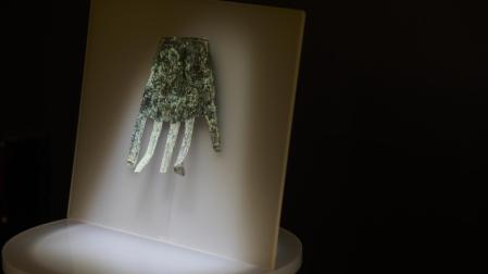 La Mano de Irulegi, fotografiada el día de la presentación de su hallazgo