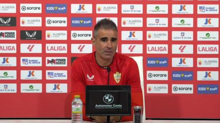 Gaizka Garitano, este miércoles en su comparecencia ante los medios previa al partido en Pamplona