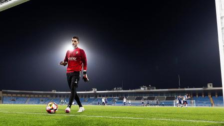 Sergio Herrera, en la sesión que tuvo lugar ayer en el estadio Prince Faisal./