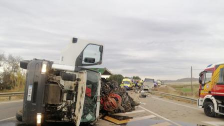 Fotografía del lugar del accidente facilitada por bomberos del Consorcio de Extinción de Incendios y Salvamento de la Región de Murcia
