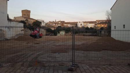 Obras del aparcamiento provisional en la calle Enrique de Labrit