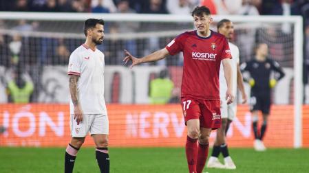 Ante Budimir y Suso, en el partido Sevilla-Osasuna