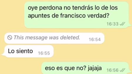 Captura de los mensajes intercambiados