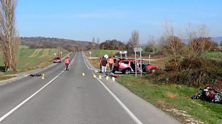 Lugar del atropello a ciclistas en Unciti