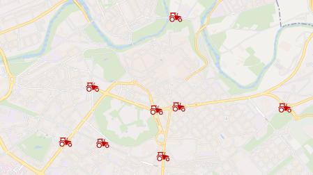 Plano de los tractores en Pamplona