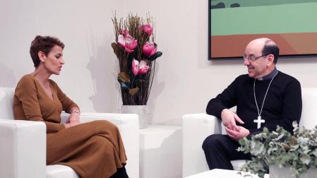 María Chivite y Florencio Roselló, durante su encuentro