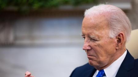 Joe Biden, fotografiado en el encuentro mantenido con el canciller alemán, Olaf Scholz
