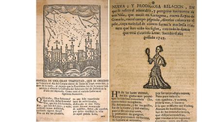 Noticia de una “gran tempestad” que sucedió en Valencia en 1746 y noticia sobre una niña nacida en Cartagena de Indias “con diversos colores en el pelo, cuya variedad de colores forma la más bella criatura”