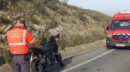 La motocicleta en la que viajaba el herido