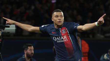 Kylian Mbappé tras anotar a la Real Sociedad