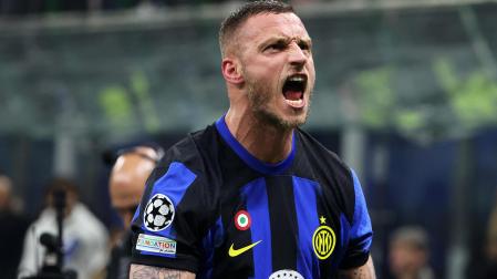 Gesto de rabia de Marko Arnautovic tras anotar el tanto que le dio el triunfo al Inter de Milán contra el Atlético de Madrid.