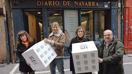 Belén Galindo, Julian Iantzi, Alicia Nicolás y Karlos Agirre, en la sede de Diario de Navarra