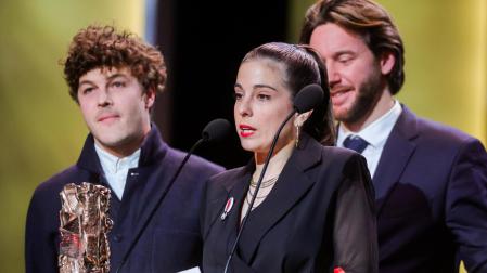 Gala Hernández, en el momento de su discurso de agradecimiento del premio