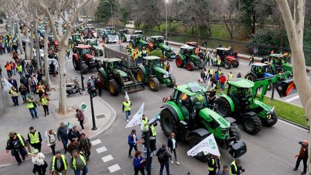 Tractores y agricultores en la protesta celebrada en Madrid el pasado 21 de febrero