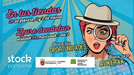 Cartel anunciador de Pamplona Stock 2024