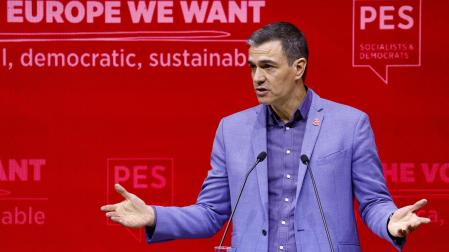 Pedro Sánchez, durante su intervención en el acto inaugural del Congreso del Partido de los Socialistas Europeos en Roma