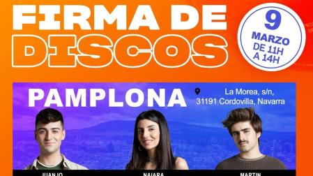 Firma de discos en Pamplona de Naiara, Juanjo y Martin