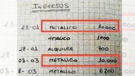 Detalle de un cuaderno hallado en el registro de la vivienda de Koldo García en Polop de la Marina (Alicante)